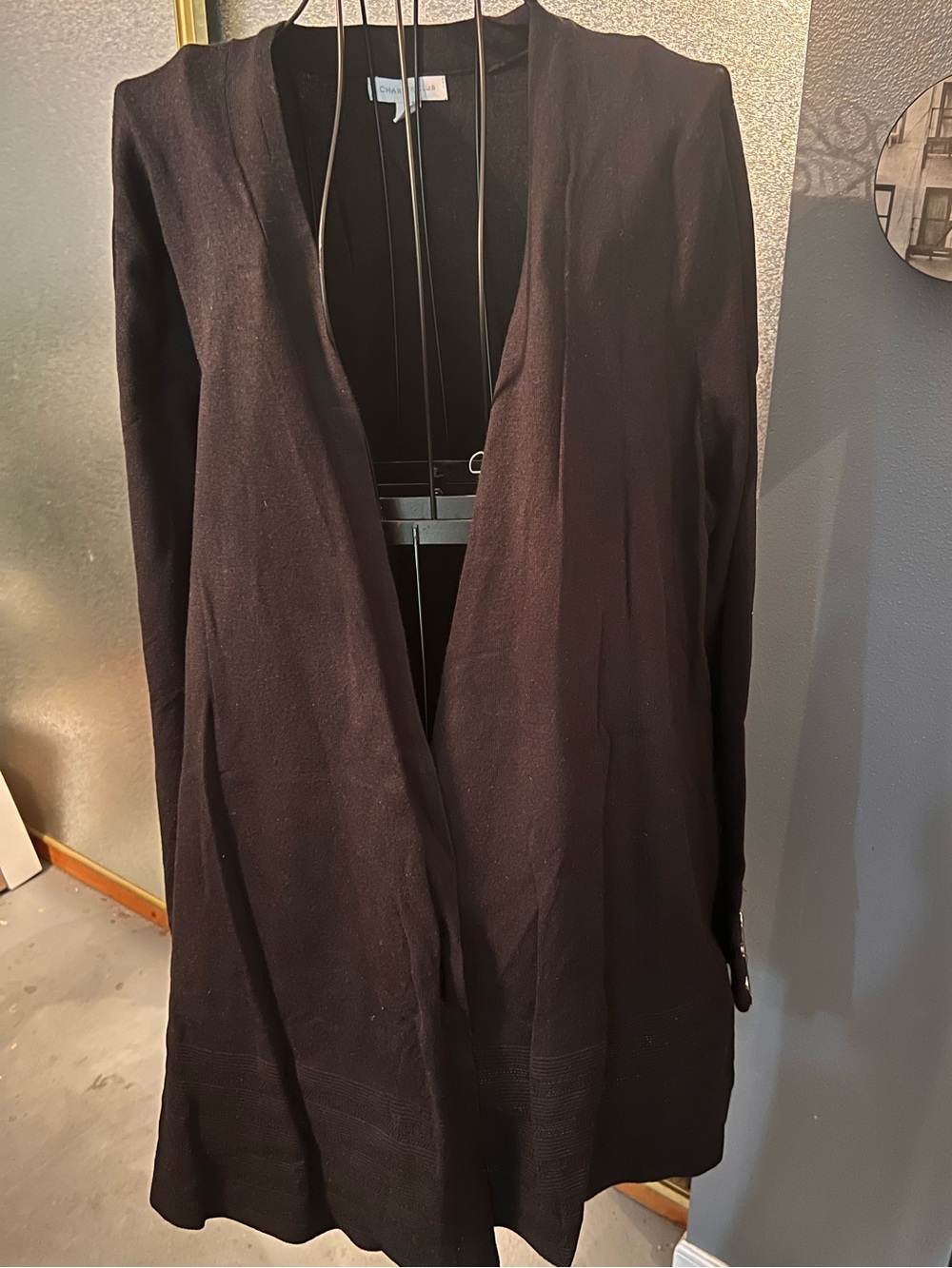 Women’s Charter Club Black Open Front Long Cardigan